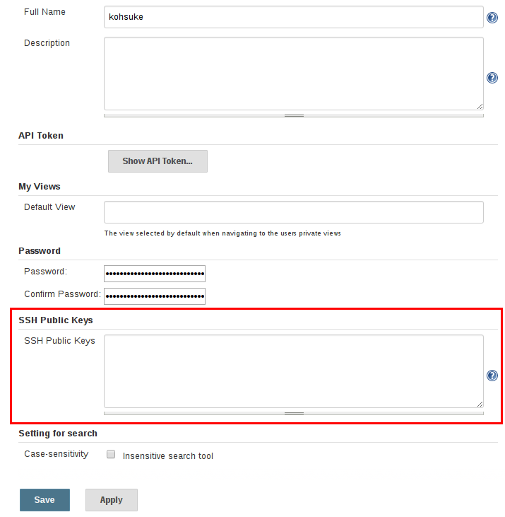 Adding public SSH keys for a user