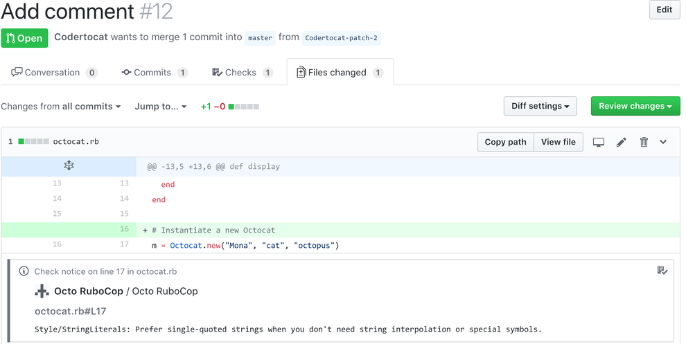 github check annotations